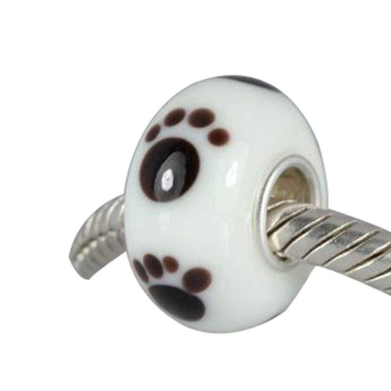 ABAOLA Dog Paw Glass Charm 925 sterling silver core for Charms Bracelets